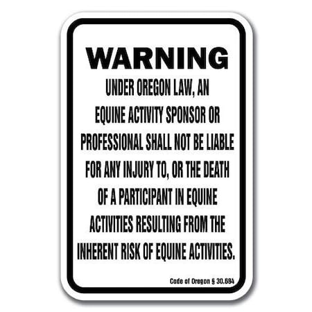 Signmission Safety Sign, 18 in Height, Aluminum, 12 in Length, Equine - Oregon A-1218 Equine - Oregon